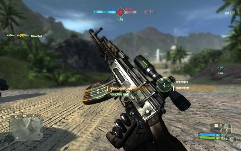 pantalla del juego crysis 2, rol de pistolero