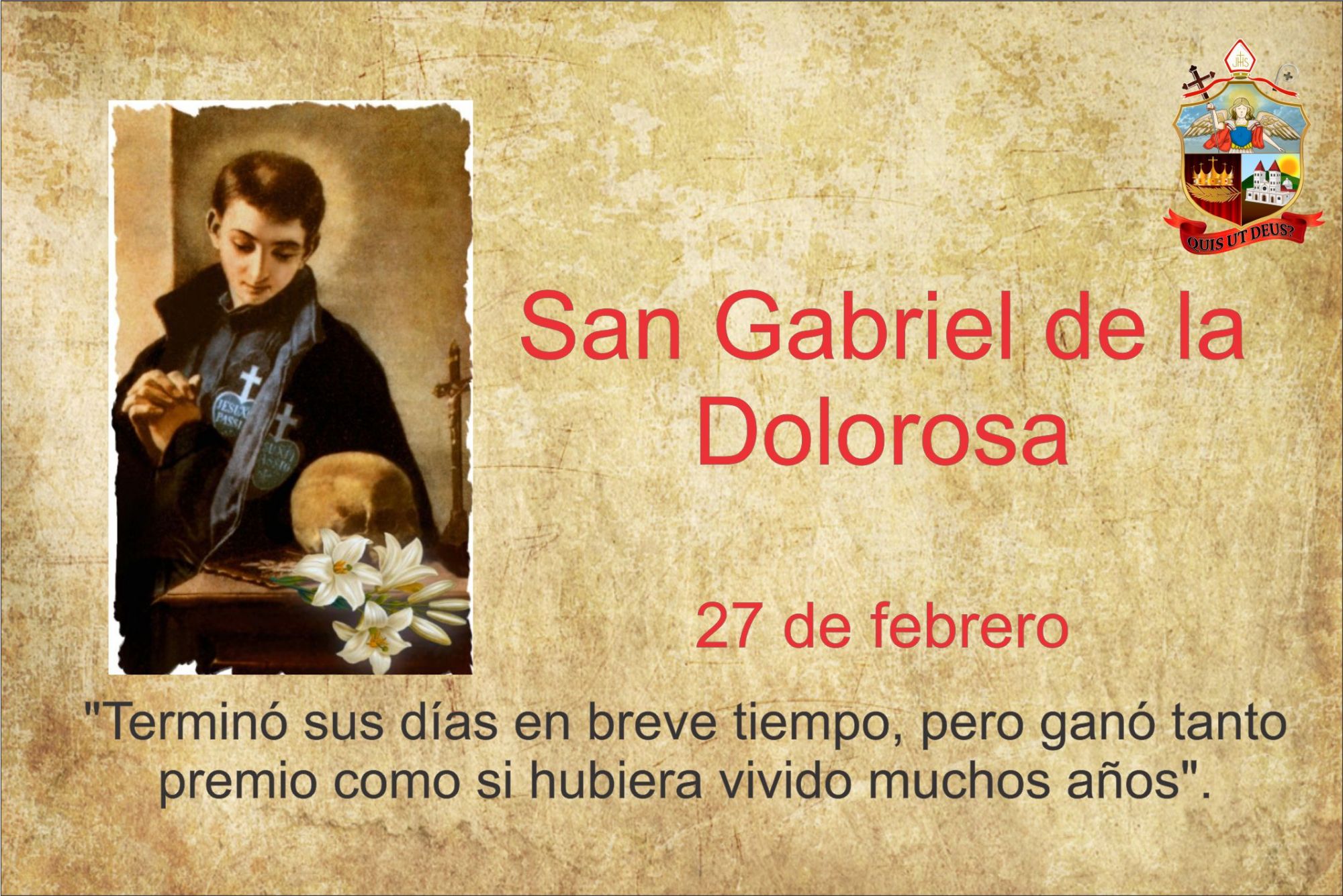Día de Gabriel de la Virgen de los Dolores