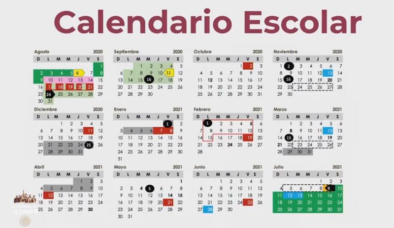 Calendario definitivo vigente para el ciclo escolar 2020-2021
