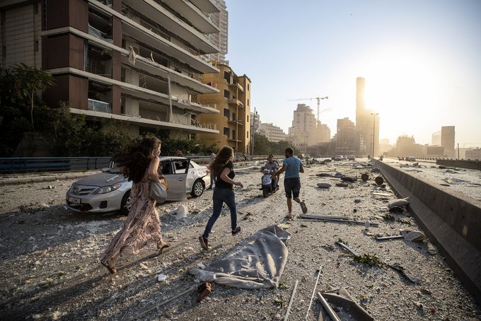 Esta foto es tomada en los edificios que estan a 1.2 kilometros de la zona de la Explosión en Beirut