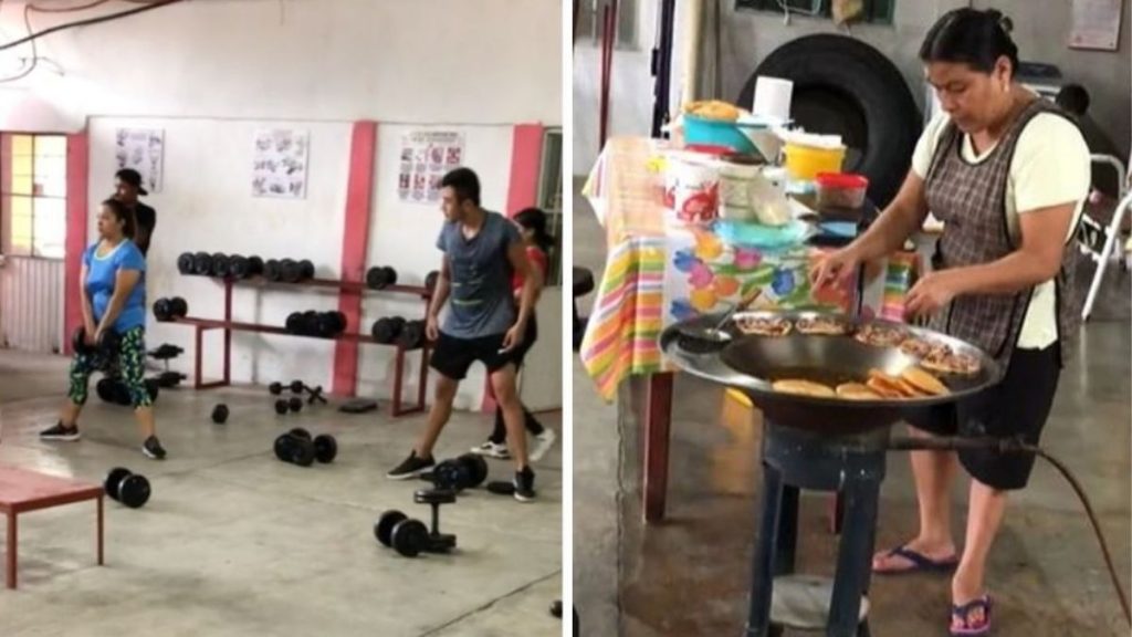 Captan a señora vendiendo garnachas dentro de gimnasio y las redes no perdonan (Video)
